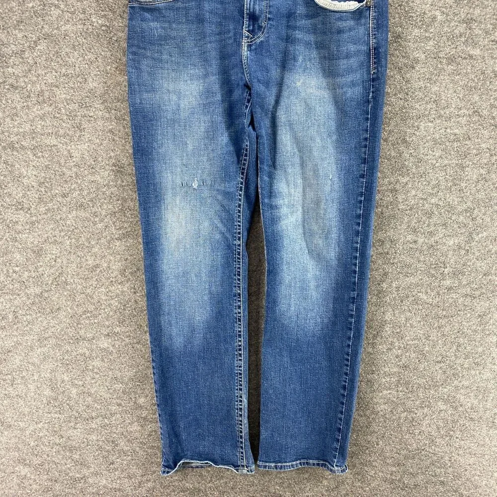 TK Alex Jeans Men 36*34 Blue Denim Medium Wash Mid Rise Slim Boot Pockets Solid